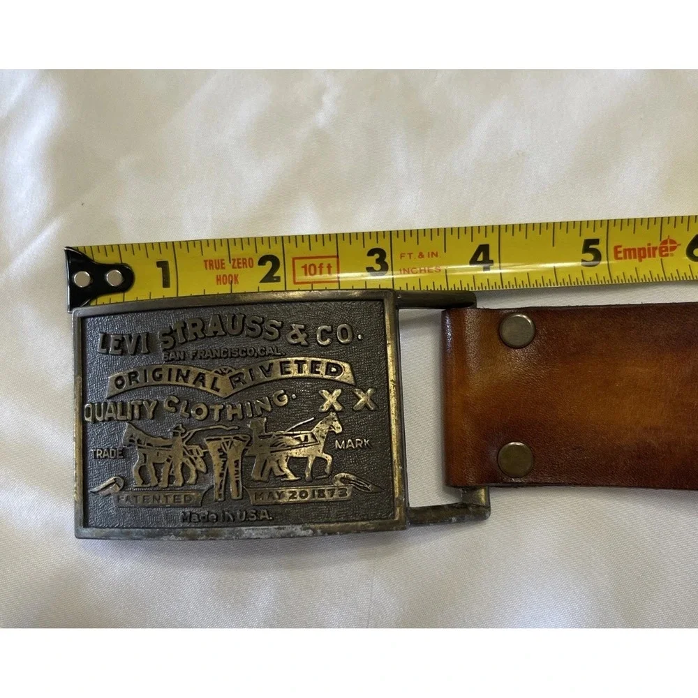 Vtg 70S-80S Levi Strauss Brown  Leather Belt W Buckle Sz 30